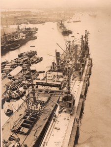 Italy Genova Harbour Water-Crane old Photo 1930'