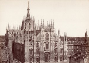 Milano Cathedral & Market Place Italy Old Photo 1875'