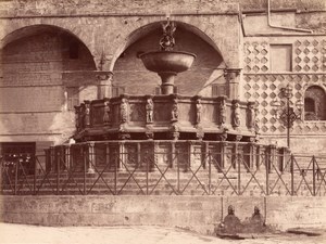 Perugia Fountain Cathedral Place Italy Old Photo 1875'