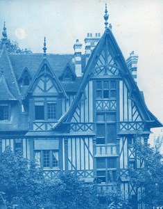 France Normandie Villa Art Nouveau Cyanotype Photo 1895