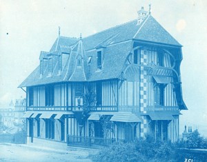 France Normandie Villa Art Nouveau Cyanotype Photo 1895