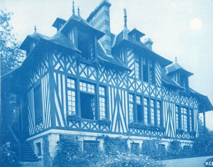 France Normandie Villa Art Nouveau Cyanotype Photo 1895