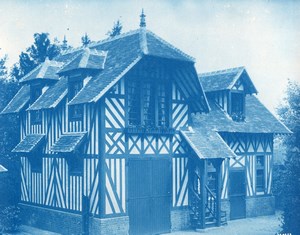 France Normandie Villa Art Nouveau Cyanotype Photo 1895