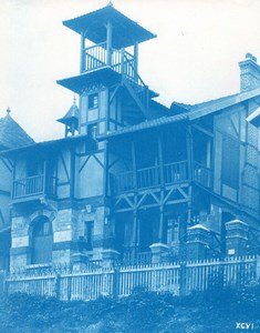 France Normandie Villa Art Nouveau Cyanotype Photo 1895
