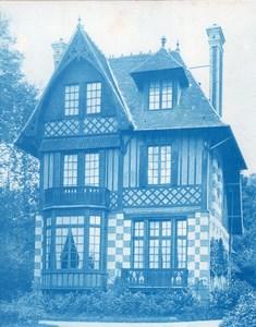France Normandie Villa Art Nouveau Cyanotype Photo 1895