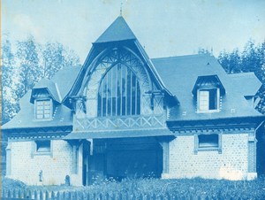 France Normandie Villa Art Nouveau Cyanotype Photo 1895
