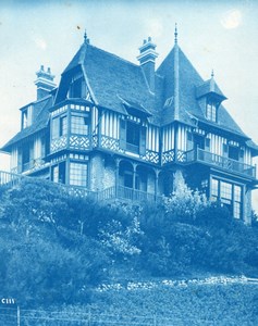 France Normandie Villa Art Nouveau Cyanotype Photo 1895