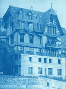 France Normandie Villa Art Nouveau Cyanotype Photo 1895