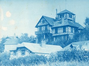 France Normandie Villa Art Nouveau Cyanotype Photo 1895