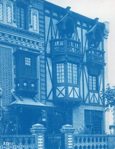France Normandie Villa Art Nouveau Cyanotype Photo 1895