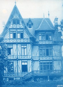 France Normandie Villa Art Nouveau Cyanotype Photo 1895