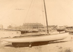 Sailing Boat on Beach sand France Old Photo 1890'