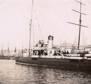 Military French Steamer Boat France Old Photo 1890'