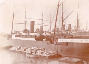 Steamer Boat Freight Cargo France Old Photo 1890'