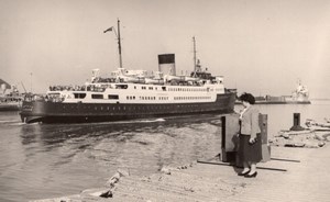 Steamer Boat on departure France Old Photo 1930'