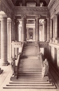 Belgium Brussels Large Stairs Law Courts old Photo 1880