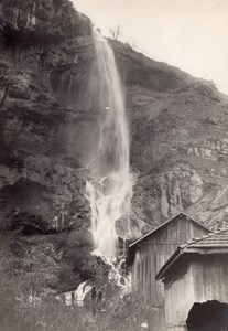 Alpes Waterfall Switzerland or France old Photo 1900