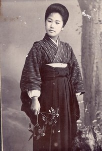 Flowers Woman Fashion Japan Old CDV Photo 1900'