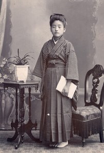 Woman Traditional Fashion Japan Old CDV Photo 1900'