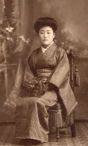 Woman Traditional Fashion Japan Old CDV Photo 1900'