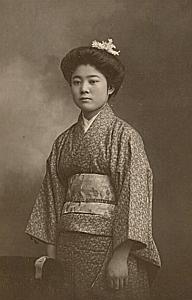 Kimono Woman Traditional Fashion Japan Old Photo 1900'