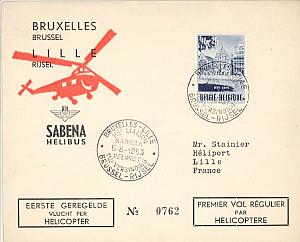 First Airmail Flight Helicopter 1953 Lille Bruxelles