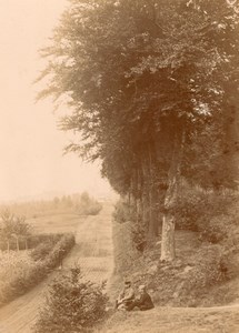 Hunters resting forest France old Photo 1880'