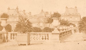 Paris Luxembourg Palace & Garden France old Cabinet Card Photo 1880'