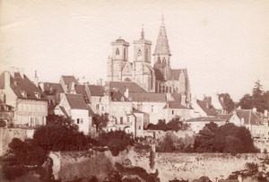 French Town Church Panorama France old Photo 1880'