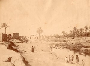 Tunisia Gabes Water Point Animated old Photo 1880'