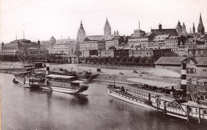 Mainz Rheinquai Germany Boats River Old Cabinet Card Photo CC 1897