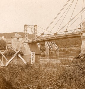 New Bridge French Front WWI Stereo Photo 1918