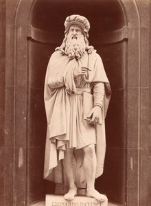 Statue Da Vinci Italian Genius old Alinari Photo 1880