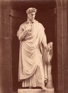 Statue Dante Italian Genius old Alinari Photo 1880