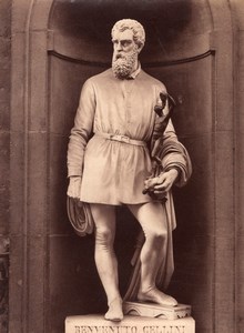 Statue Cellini Italian Genius old Alinari Photo 1880