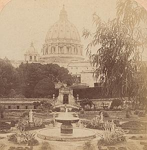 St Peter Vatican Gardens Roma Italy Stereo Photo 1895