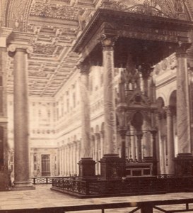 Altar St Paul Church Roma Italy old Stereo Photo 1895