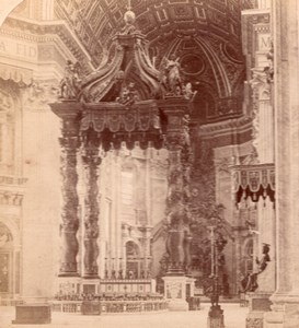 Altar St Peter Church Roma Italy old Stereo Photo 1895