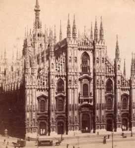 Cathedrale Facade Milano Italy old Stereo Photo 1895