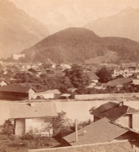 Interlaken Jungfrau Switzerland old Stereo Photo 1895