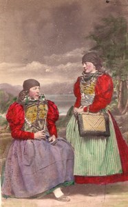 Oberbayern Traditional Fashion hand colored Photo 1870