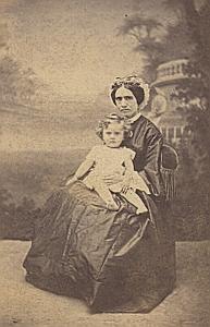 Mother & Child seated Fashion Nantes Old CDV Photo 1865