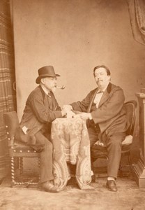 Friends Smoking Pipe France Old Cabinet Card Photo CC 1880