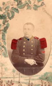 Military Soldier 127 Infantry France Old Cabinet Card Photo CC 1880