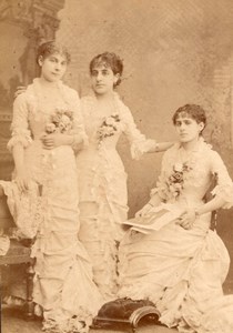 Three Sisters Violinist Teuffel France Cabinet Card Photo CC 1880