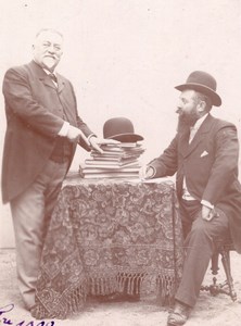 Siamese Brothers with Books France Old Cabinet Card Photo CC 1900