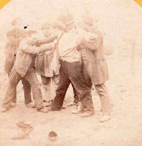 Contest Squabble France Old Stereoview Photo 1865