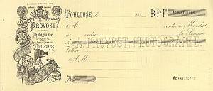 Photograph Studio Invoice Antoine Provost Toulouse 1880