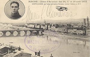 Macon Early French Aviation Chevilliard signed PC 1912