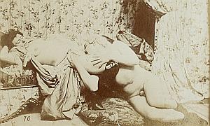 Woman Risque Nude Pornographic Study old Photo 1900